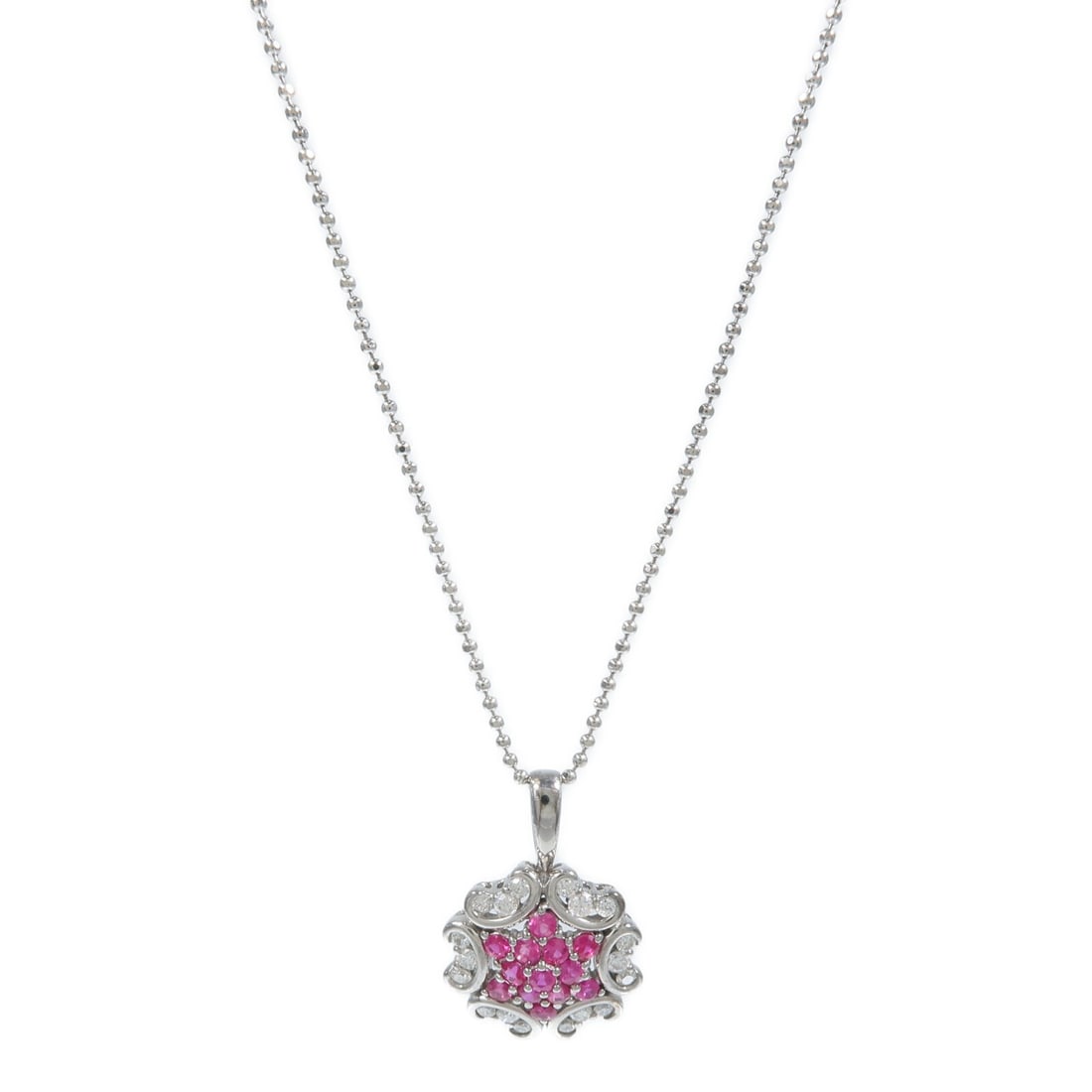 18K White Gold Ruby Diamond Womens Necklace (1 of 8)