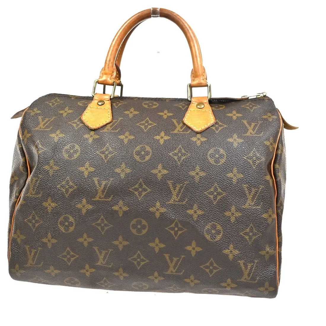 Louis Vuitton Speedy handbag in brown monogram canvas: Louis Vuitton Speedy handbag in brown monogram canvas This Louis Vuitton Speedy Handbag features the iconic monogram canvas in brown. Designed for women, it is crafted from durable canvas and measures