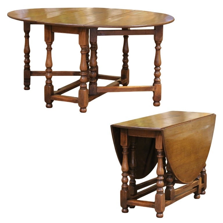 Antique English Oak Gateleg Dining Table Jacobean Revival 1860 (1 of 11)