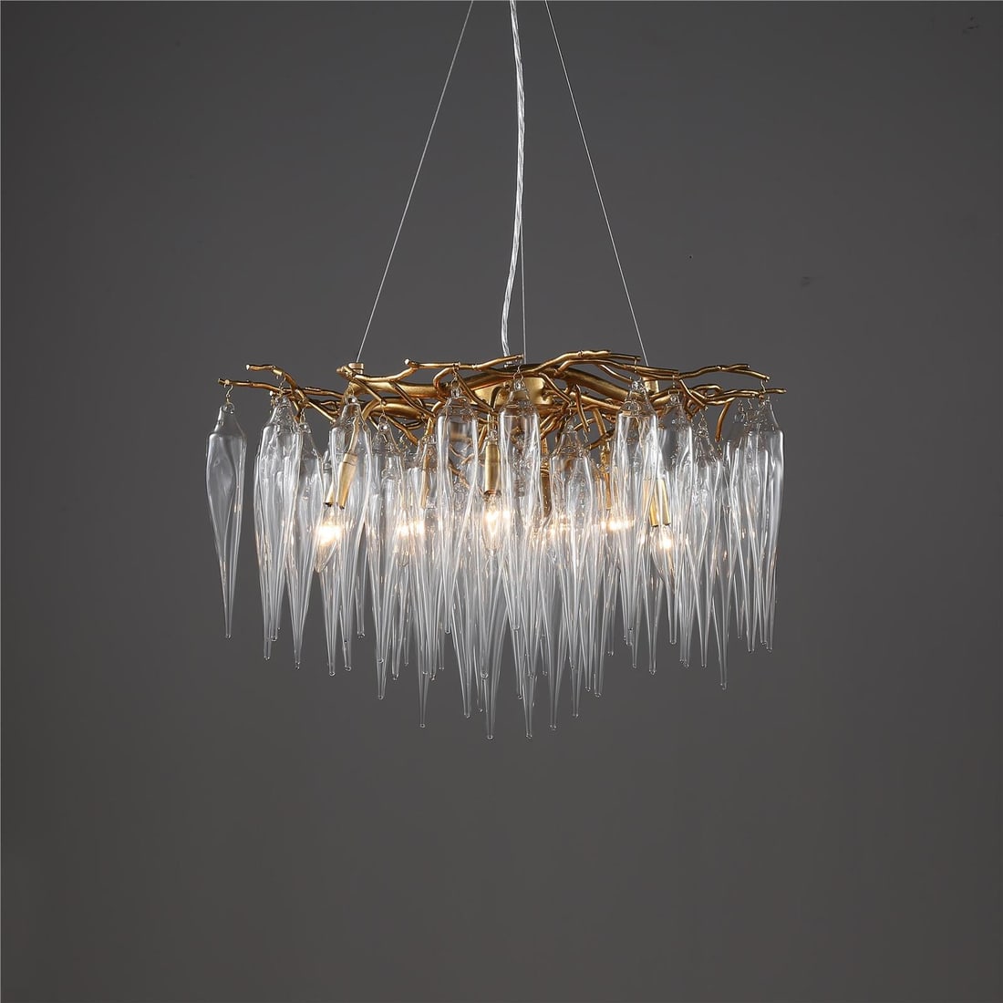 Terracotta Alpine Chandelier Contemporary Gold Leaf Adjustable Height (1 of 3)