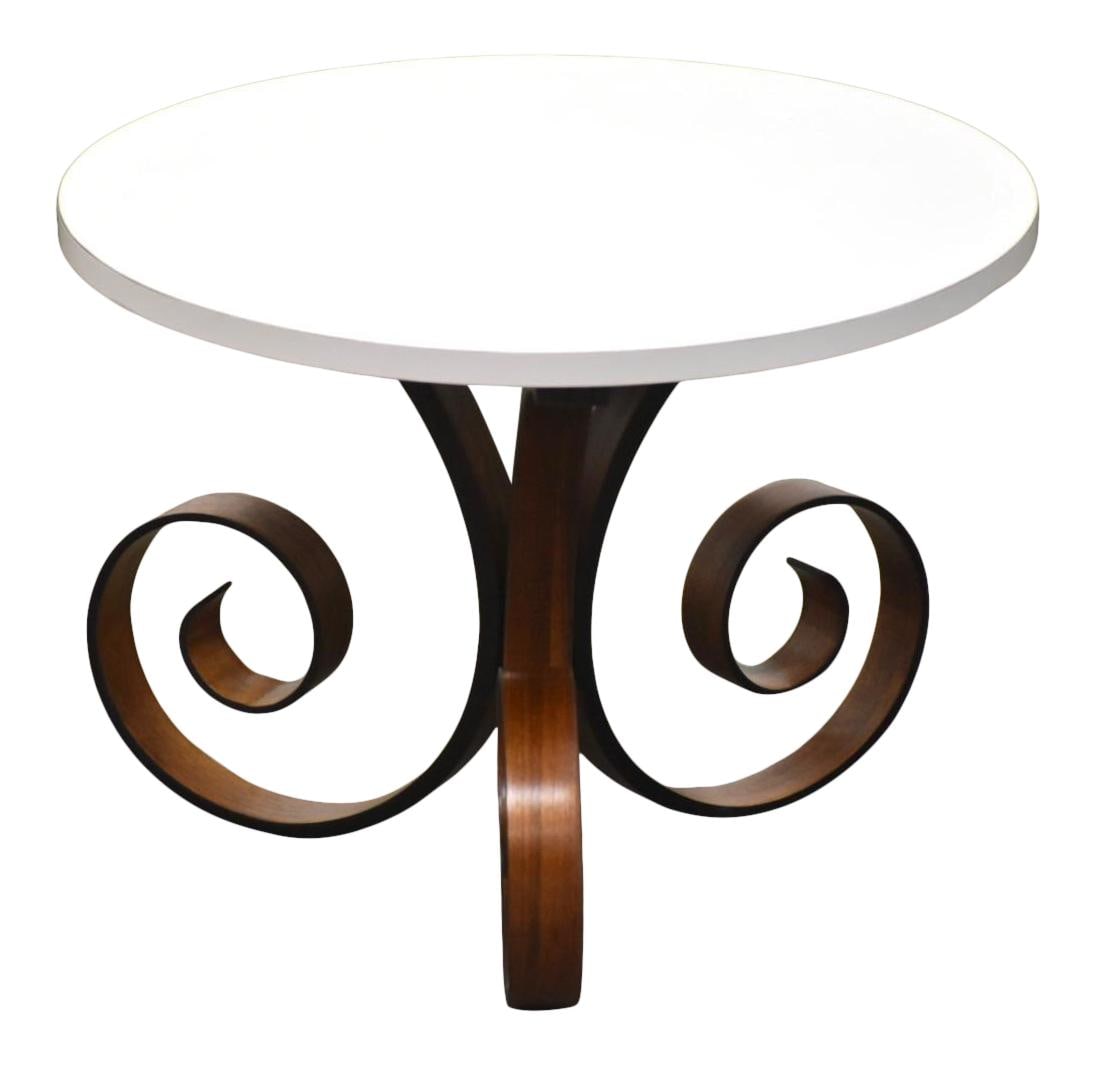 Mid Century Modern George Mulhauser Sultana End Table Walnut: Mid Century Modern George Mulhauser Sultana End Table Walnut This mid-century modern Sultana end table, designed by George Mulhauser for Plycraft, features a beautifully crafted bent walnut base compl