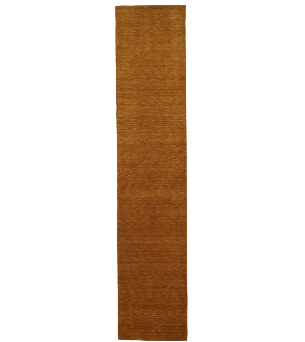 Hand-Loomed Wool Runner Rug in Orange 2'5 x 11'10 Modern Solid Design (1 of 13)