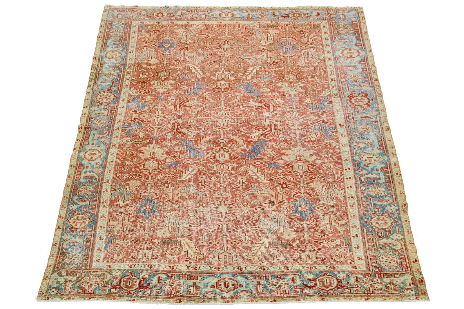 Exquisite Handmade Persian Heriz Wool Rug Medallion Design Red-Rust 7'5 x 9'7 - 2