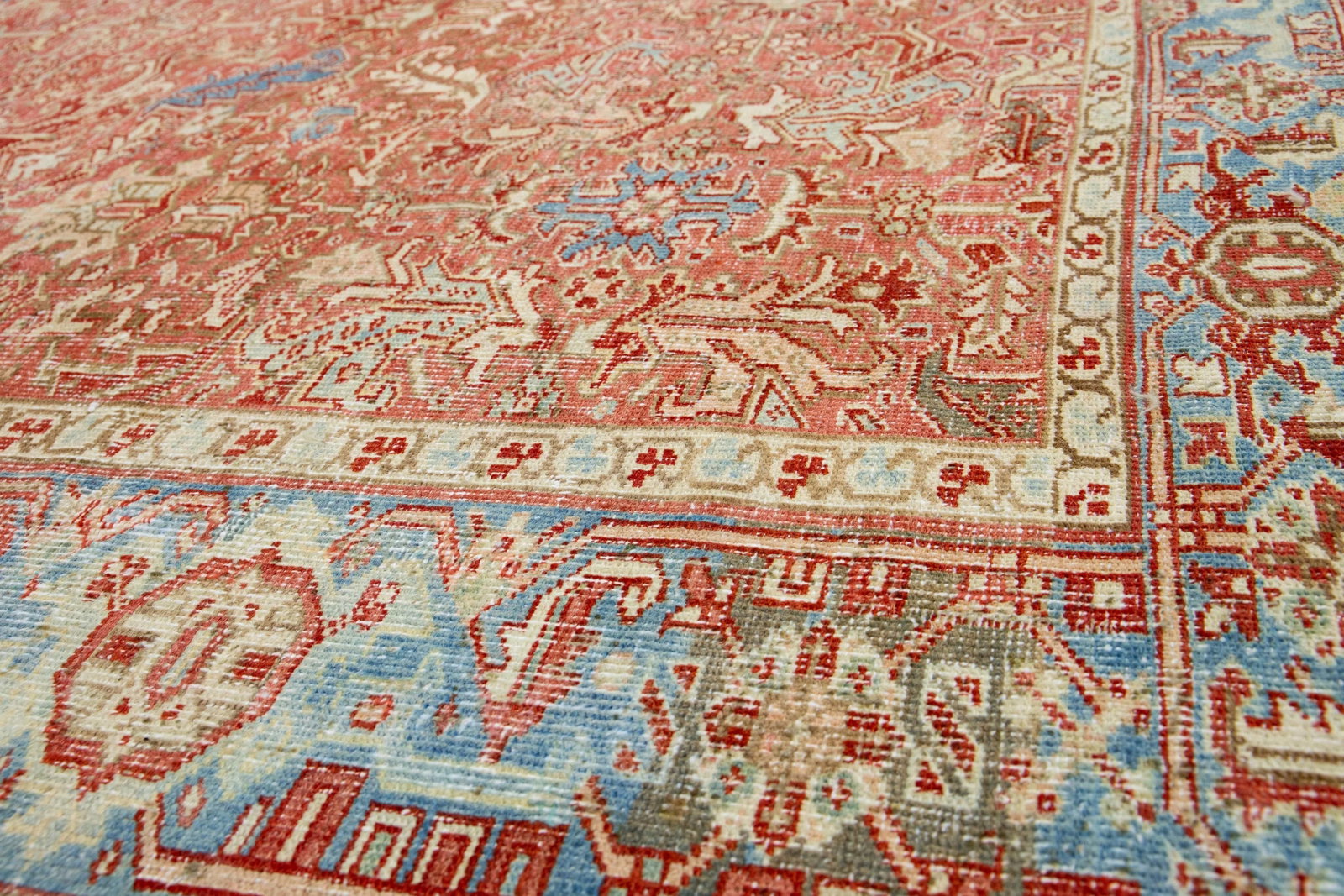 Exquisite Handmade Persian Heriz Wool Rug Medallion Design Red-Rust 7'5 x 9'7 - 3