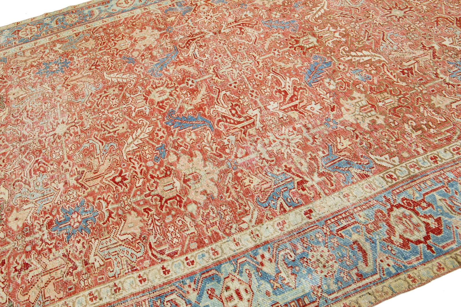 Exquisite Handmade Persian Heriz Wool Rug Medallion Design Red-Rust 7'5 x 9'7 - 6