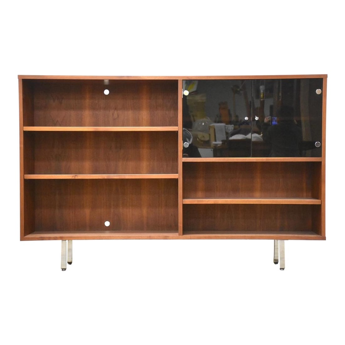 Mid Century Modern Walnut Bookcase with Chrome Legs (1 of 9)