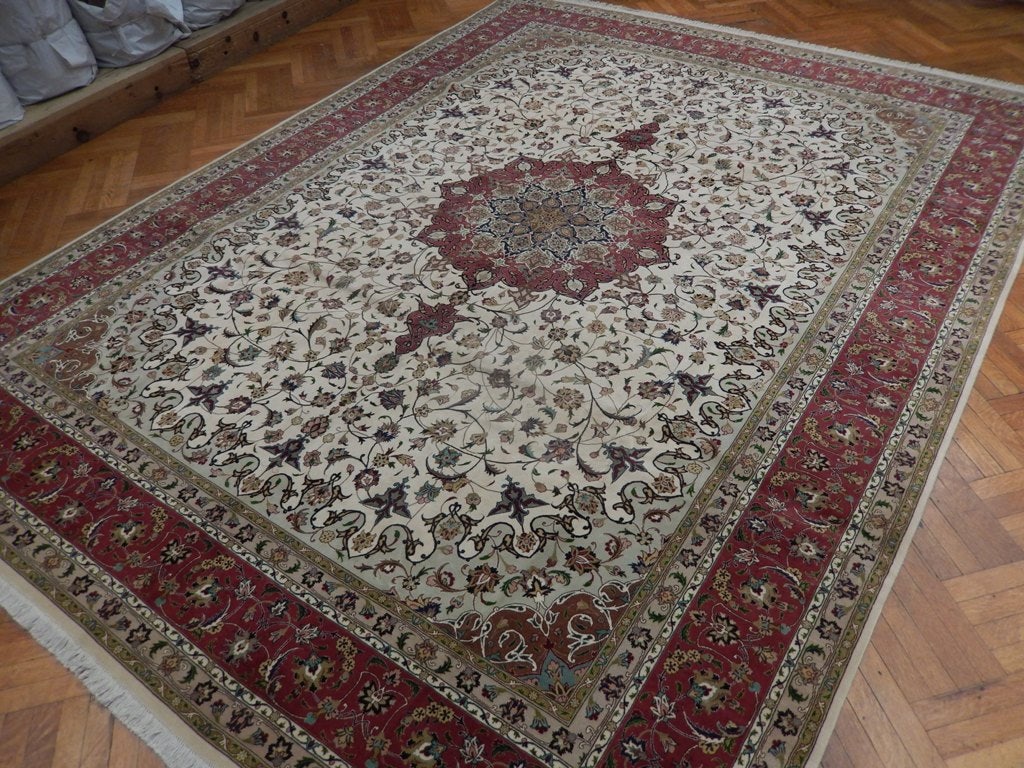 Persian Tabriz Rug 9.9 x 13 Handmade in Iran 400 KPSI Wool and Silk - 3