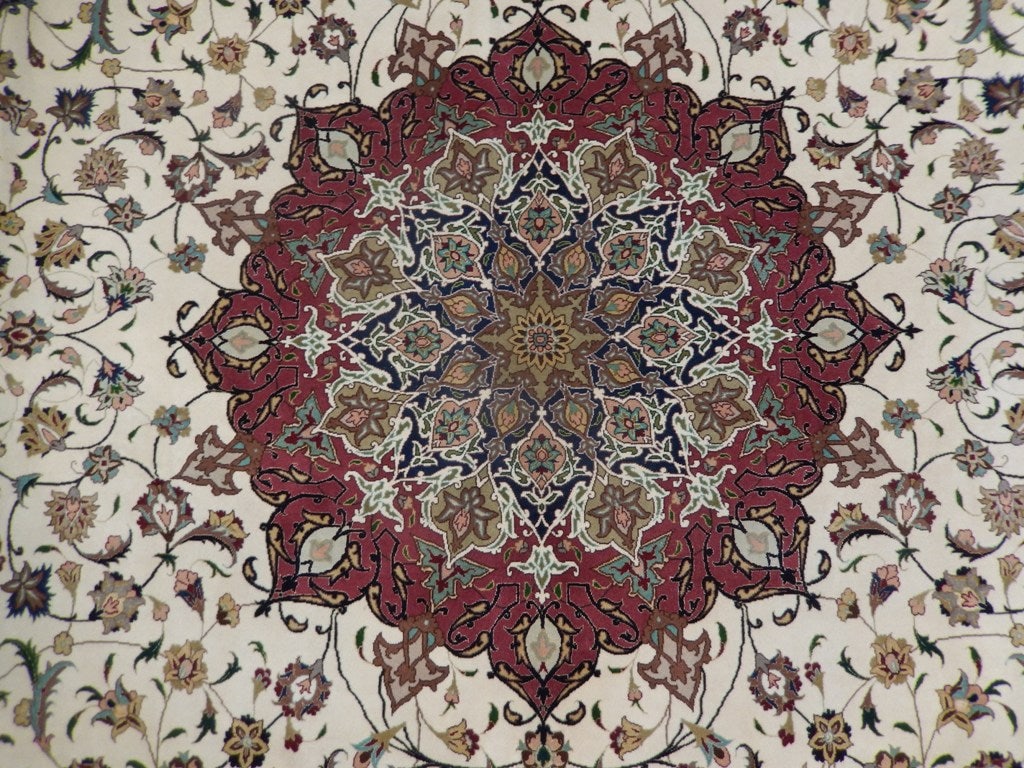 Persian Tabriz Rug 9.9 x 13 Handmade in Iran 400 KPSI Wool and Silk - 4