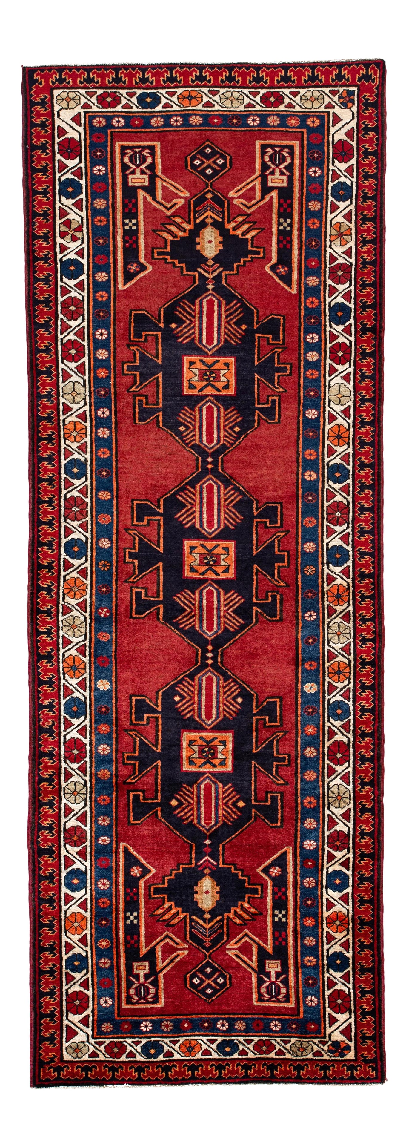 Mid-Century Hand-Knotted North West Persian Wool Rug 3'7 x 10'4 Red (1 of 10)