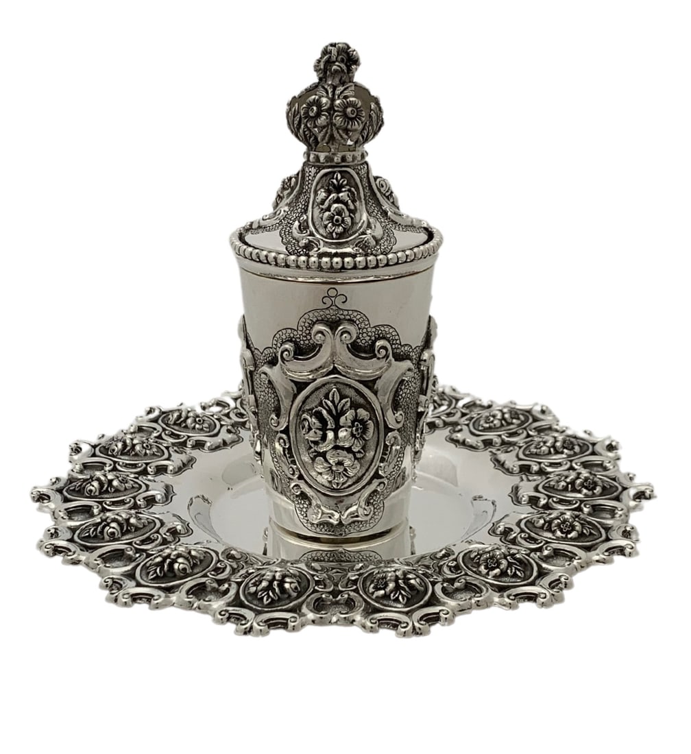 Fine Topazio 925 Sterling Silver Handmade Floral Cup Tray Cover (1 of 5)