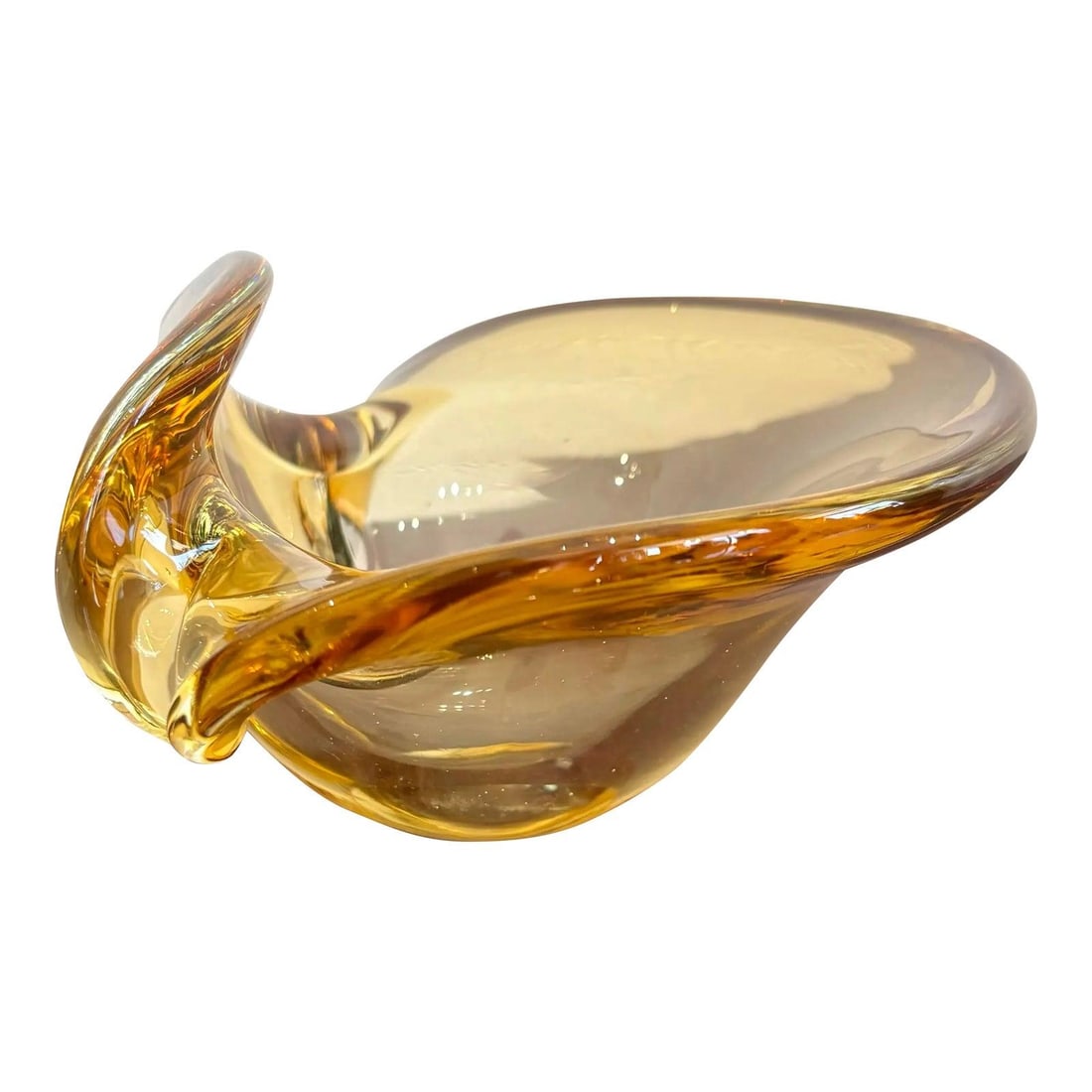 Amber Hand-Blown Art Glass Bowl in Murano Style (1 of 7)