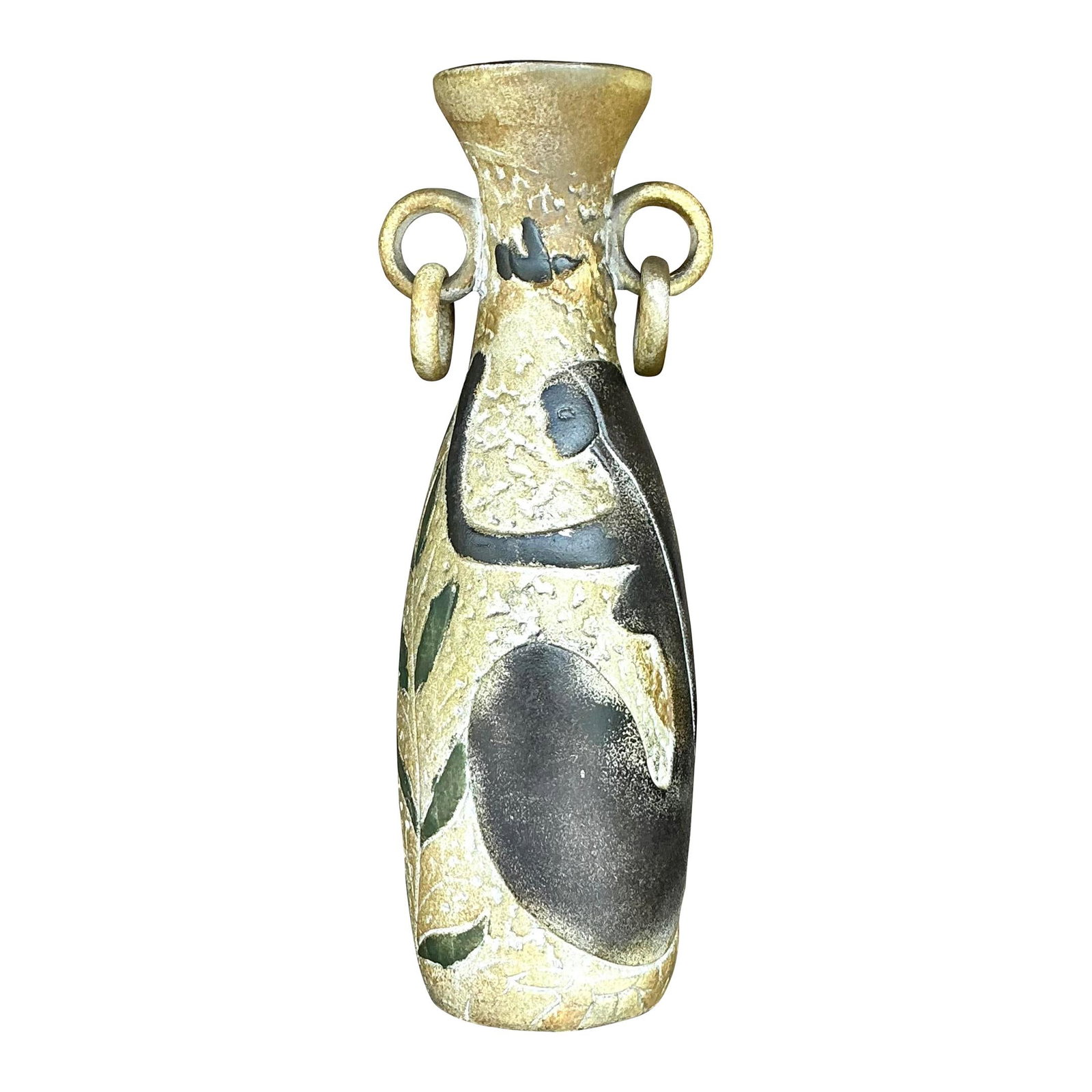 Vintage Boho Plaster Abstract Figurative Vase 12" Sand Color (1 of 5)