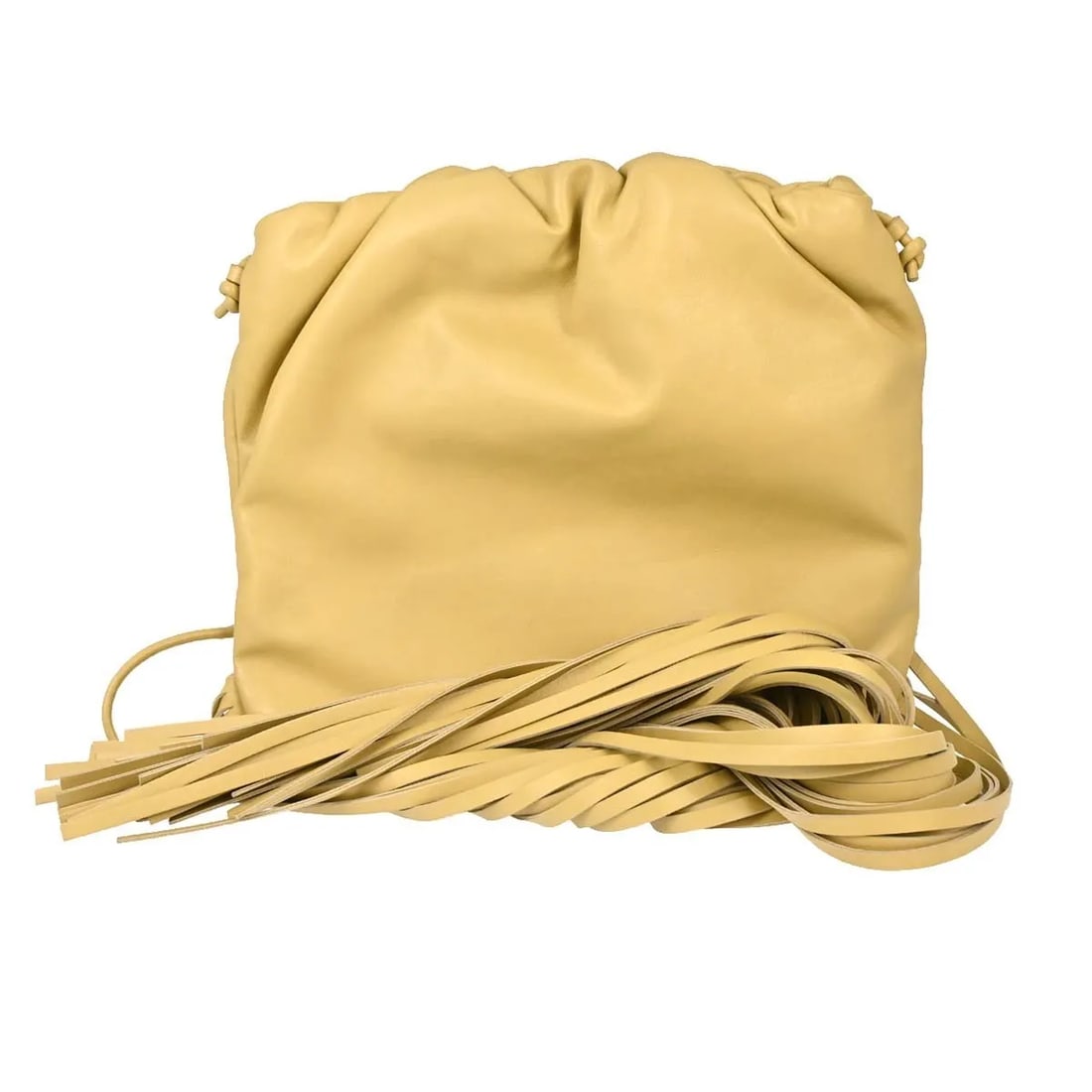 Leather Beige Handbag Bottega Veneta The Fringe: Leather Beige Handbag Bottega Veneta The Fringe Bottega Veneta The Fringe is a women's leather bag in beige with a very good overall condition. It shows light wear with minor scuffs on the exterior an