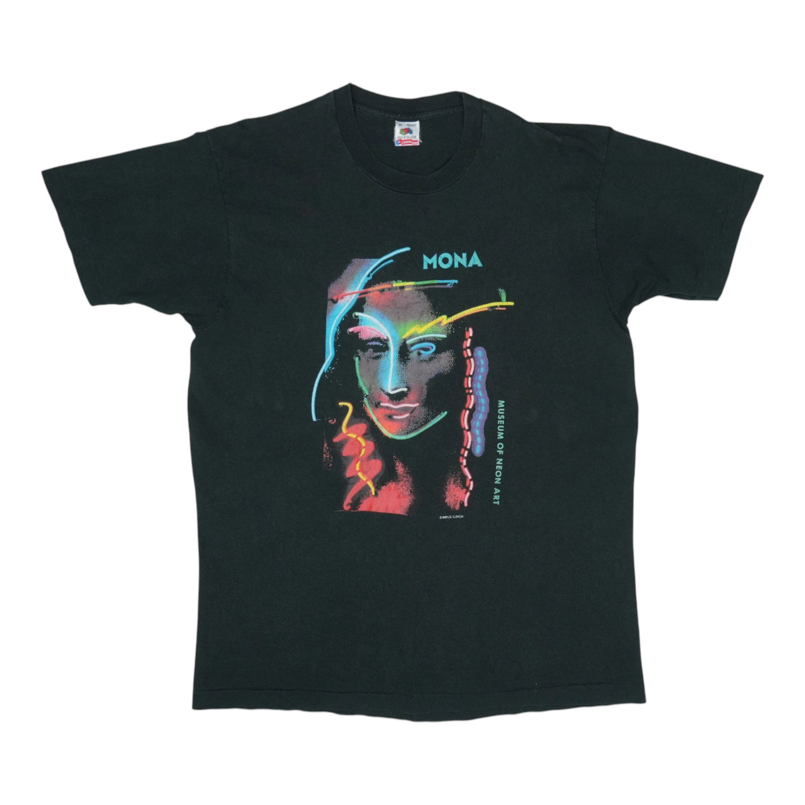Vintage 1990s Museum of Neon Art Mona Lisa Black Cotton T-Shirt (1 of 6)