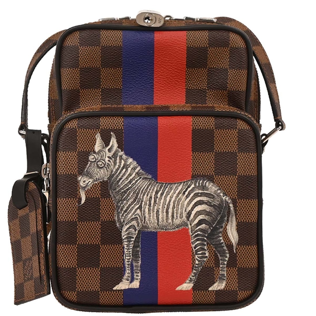 Louis Vuitton Amazon N42703 Damier Ebene Crossbody Bag: Louis Vuitton Amazon N42703 Damier Ebene Crossbody Bag Vintage Louis Vuitton Amazon crossbody shoulder bag in Damier canvas and leather with a brown Ebene colorway. This medium unisex bag features a z