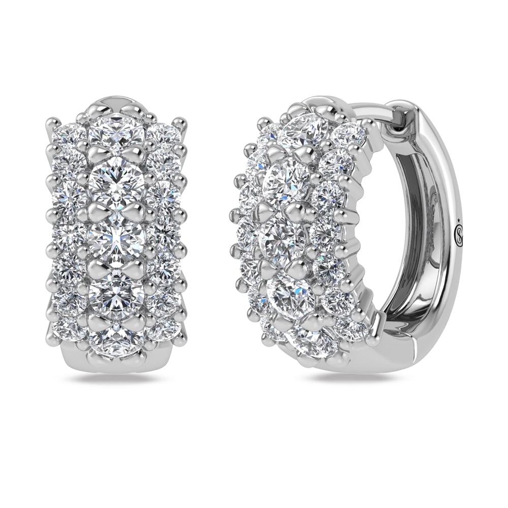 14K White Gold Lab Grown Diamond 1 1/4 Ct.Tw. Huggies Earrings (1 of 3)