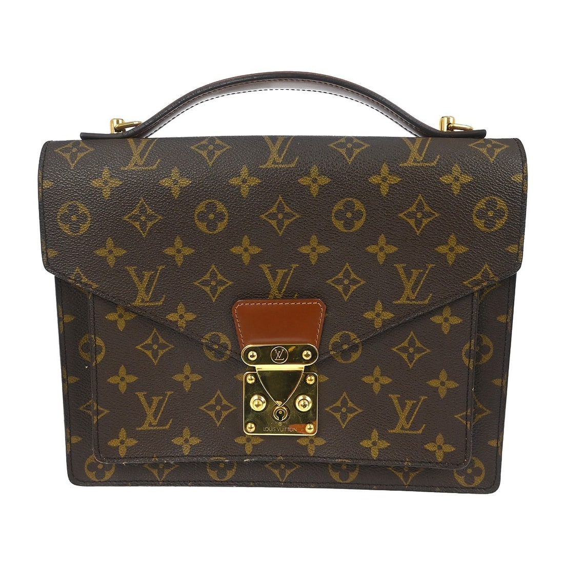 Louis Vuitton Monceau 28 Monogram Canvas Handbag M51185 Brown: Louis Vuitton Monceau 28 Monogram Canvas Handbag M51185 Brown Vintage Louis Vuitton Monceau 28 business handbag in brown Monogram canvas with leather trim and double handles. This women's handbag feat