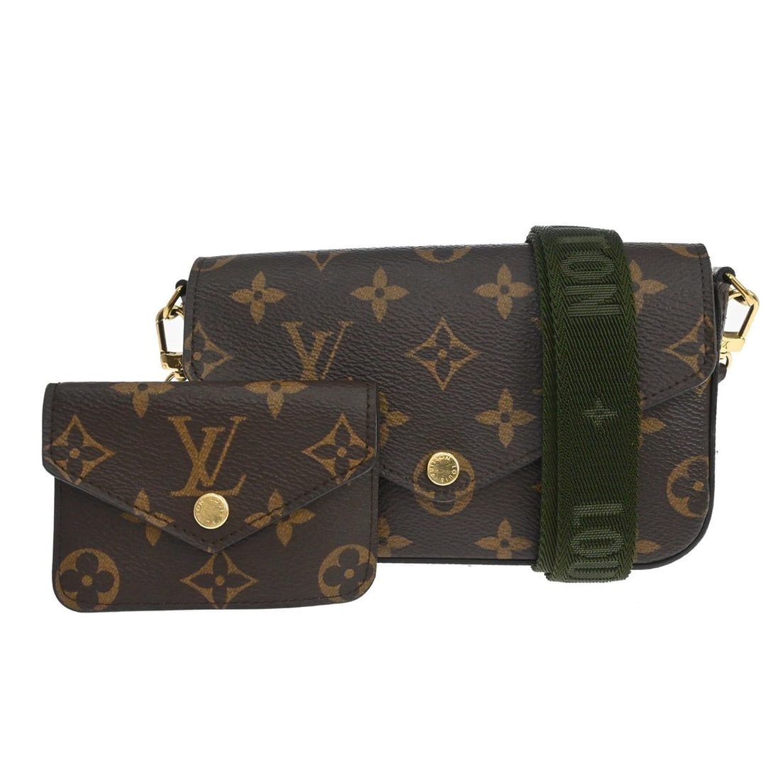 Louis Vuitton Felicie Monogram Canvas Crossbody Bag M80091: Louis Vuitton Felicie Monogram Canvas Crossbody Bag M80091 Vintage Louis Vuitton Felicie shoulder bag in brown monogram canvas and leather. This women's small bag features a button closure, adjustable