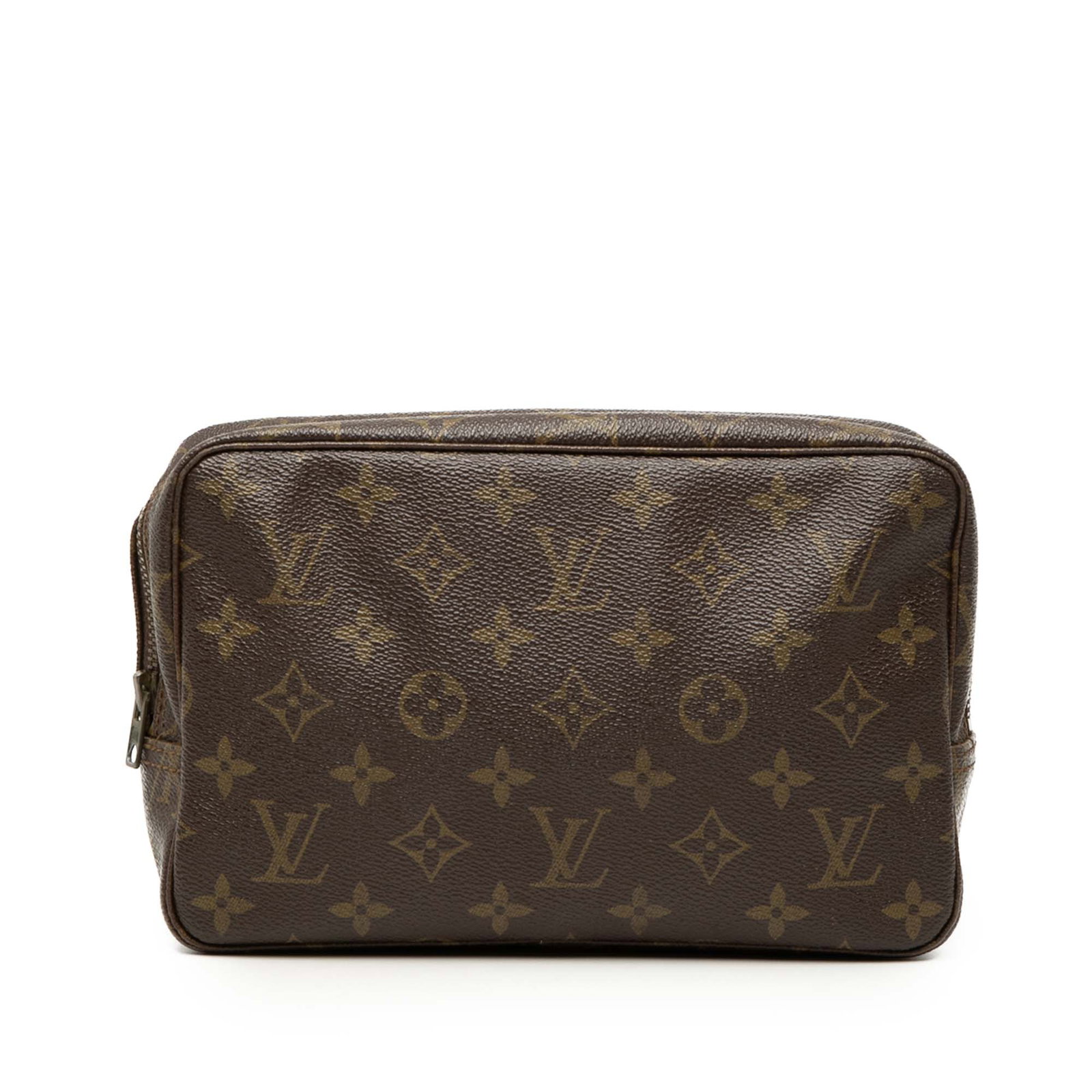 Louis Vuitton Trousse Toilette 23 Monogram Cosmetic Pouch: Louis Vuitton Trousse Toilette 23 Monogram Cosmetic Pouch Louis Vuitton Monogram Trousse Toilette 23 in brown monogram canvas with a top zip closure and an interior slip pocket. Made in France. Condit