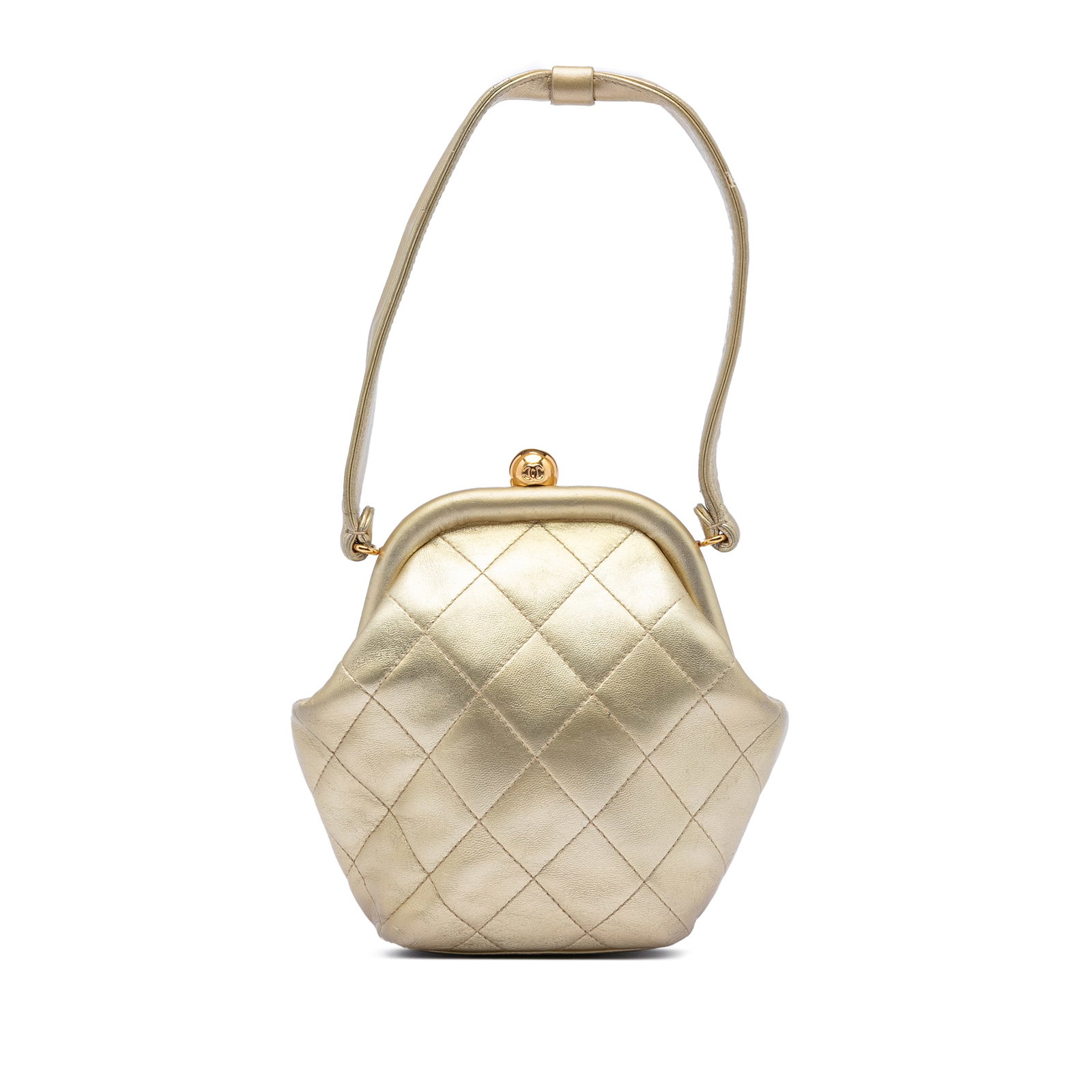 Chanel Kisslock Frame Bag in Metallic Quilted Lambskin Leather (1 of 7)