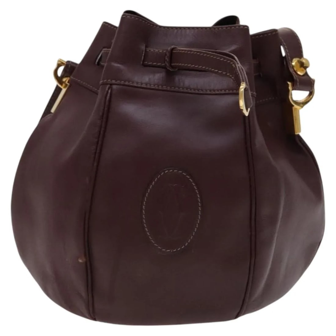 Cartier Must de cartier red leather handbag: Cartier Must de cartier red leather handbag Cartier Must de Cartier leather bag in red. Made in Spain, this women's bag is presented in fair condition with visible wear from use, including shape loss,