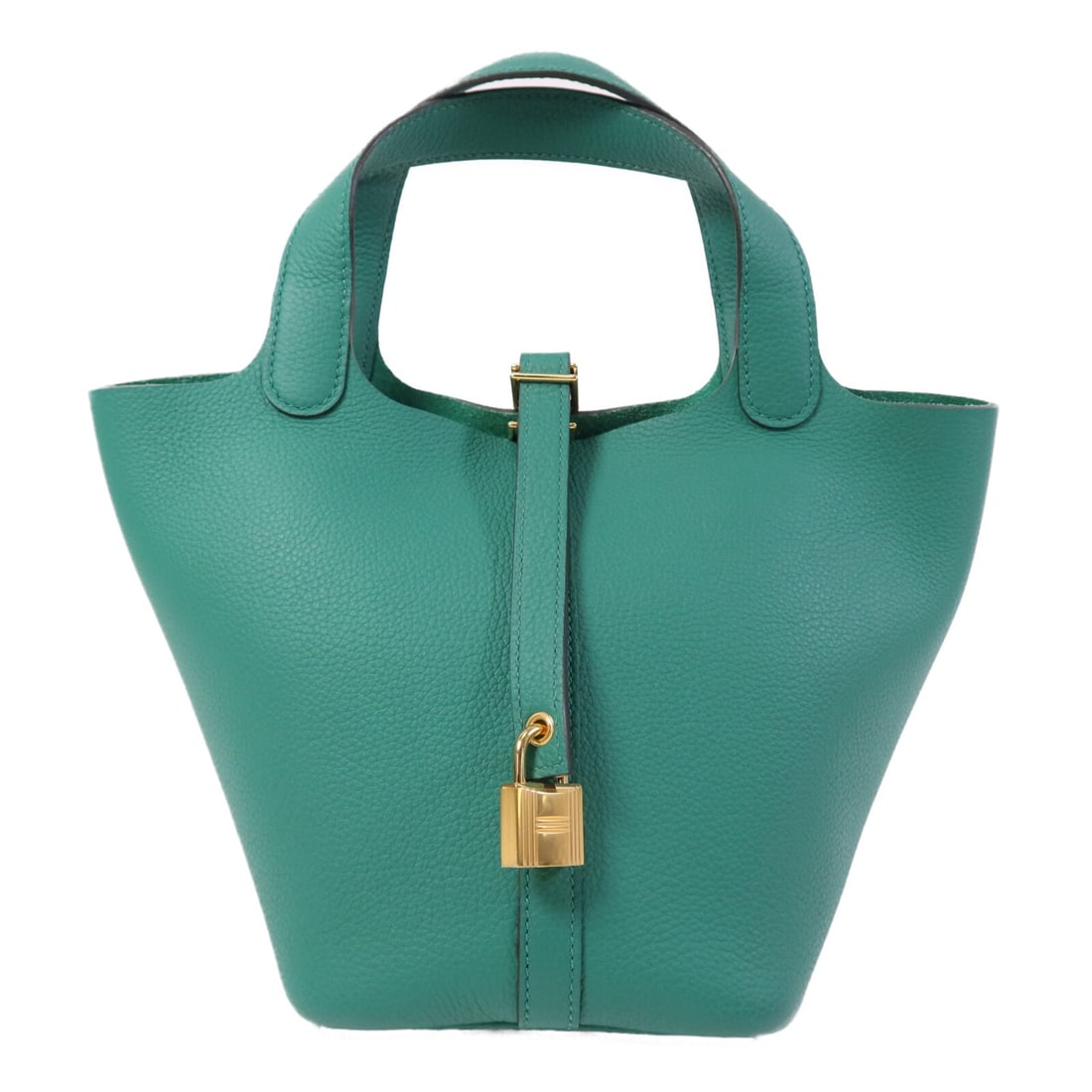 Hermes Picotin PM Green Clemence Leather Tote Bag with Gold Hardware (1 of 14)