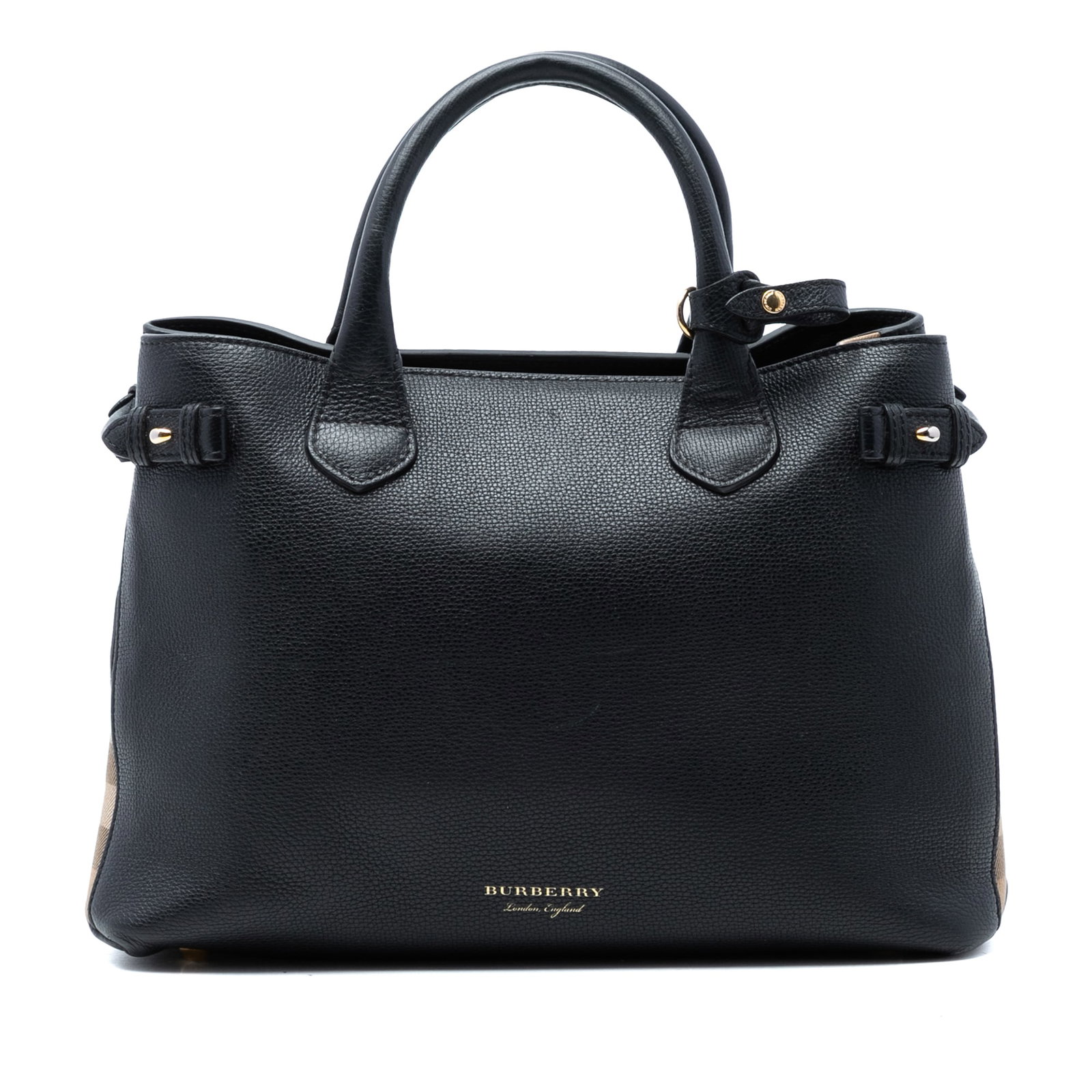 Burberry Banner satchel black leather house check canvas (1 of 7)