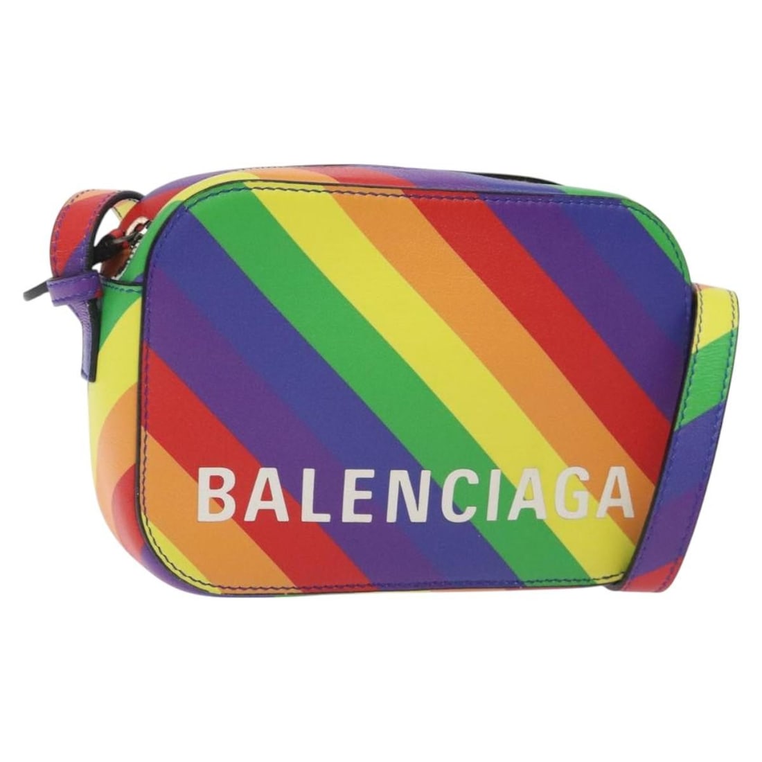 Balenciaga Rainbow Leather Shoulder Bag Made in Italy 127502: Balenciaga Rainbow Leather Shoulder Bag Made in Italy 127502 Authentic Balenciaga shoulder bag in rainbow leather. This women's bag is made in Italy and features a compact silhouette with an adjustabl