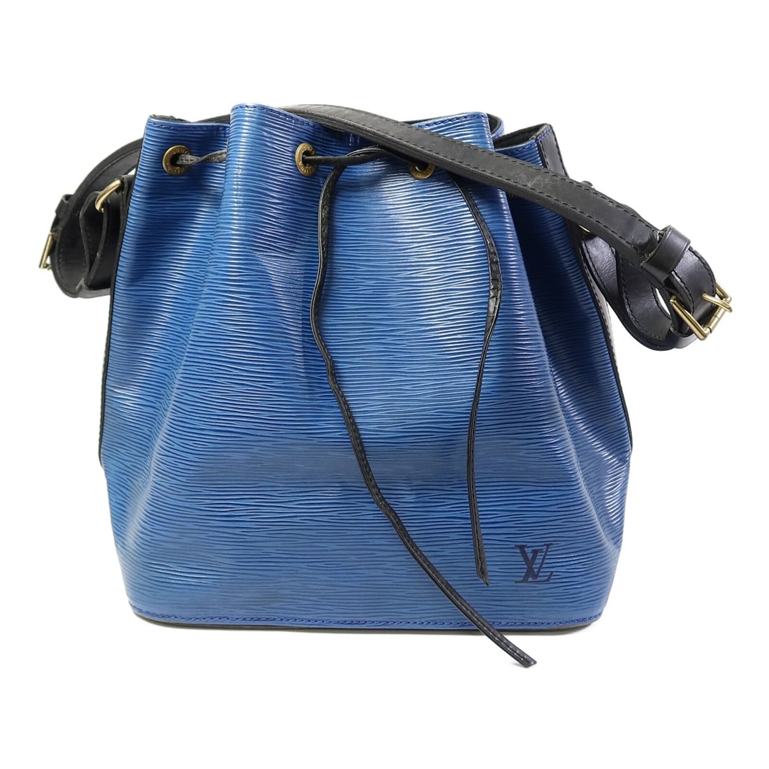 Louis Vuitton Petit Noe Epi Blue Calfskin Shoulder Bag GHW: Louis Vuitton Petit Noe Epi Blue Calfskin Shoulder Bag GHW This Louis Vuitton Petit Noe shoulder bag features blue Epi leather crafted from calfskin, offering a stylish and durable accessory. The bag 