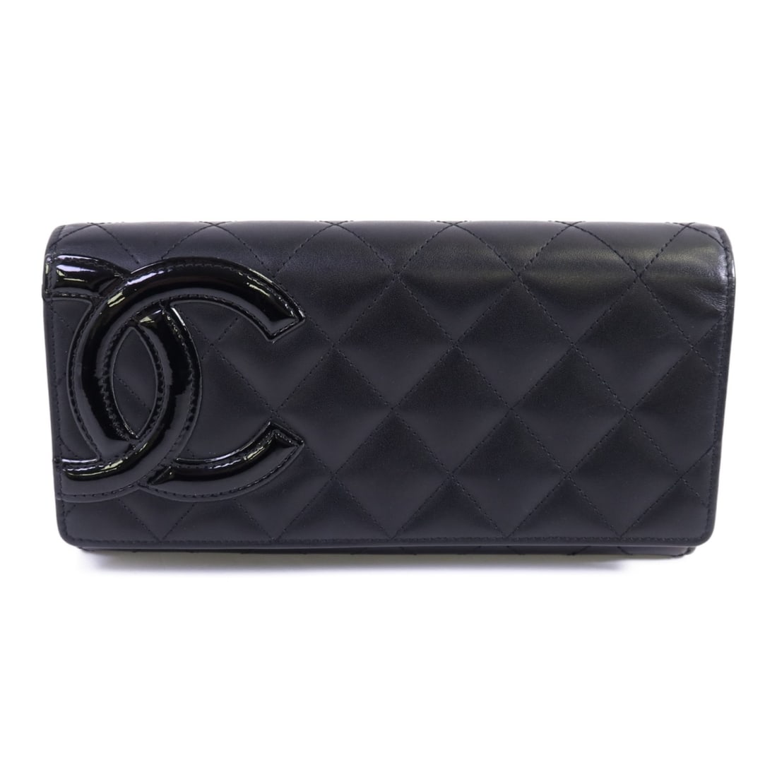 Chanel Cambon Black and Pink Calfskin Long Bifold Wallet A46643 SHW (1 of 16)