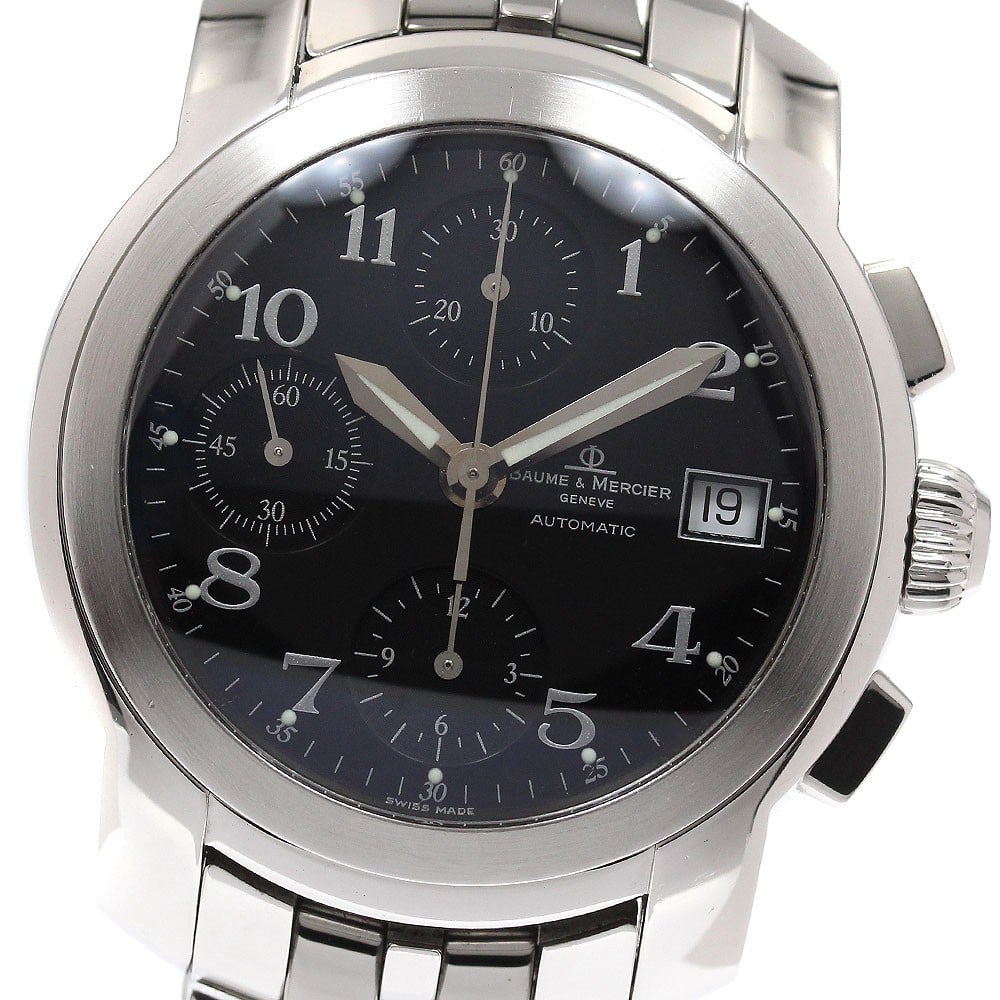 Baume Mercier Capeland men's chronograph wristwatch MV045216: Baume Mercier Capeland men's chronograph wristwatch MV045216 This is a pre-owned BAUME & MERCIER Capeland Chronograph men's wristwatch, model MV045216. Crafted in Switzerland, this timepiece combines 