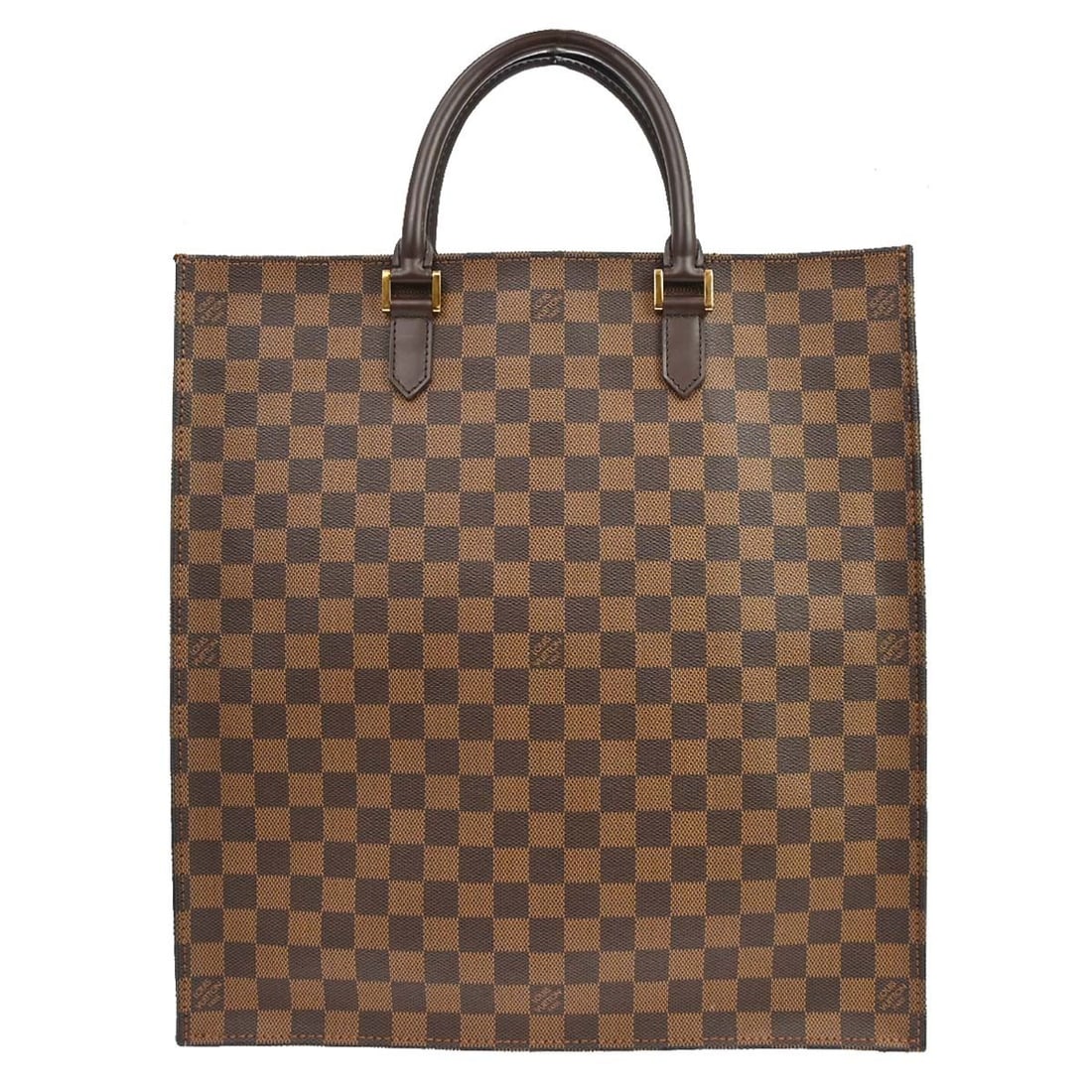 Louis Vuitton Sac Plat Damier Ebene Canvas Tote N51140: Louis Vuitton Sac Plat Damier Ebene Canvas Tote N51140 Vintage Louis Vuitton Sac Plat tote handbag in Damier Ebene canvas with leather trim and an open-top design. This medium tote features inner pock