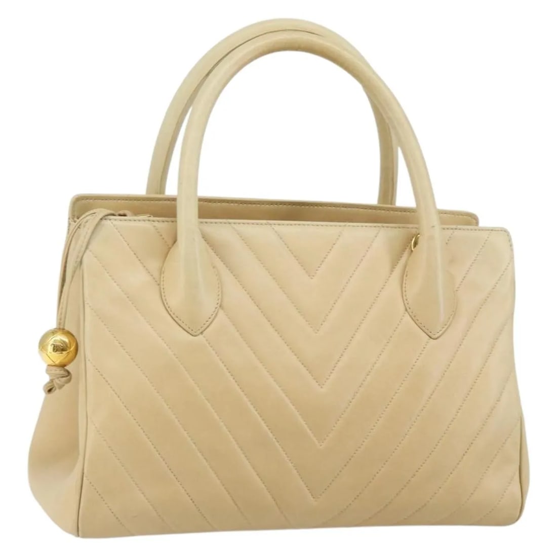 Chanel V Stitch Beige Leather Handbag 28cm x 19cm x 10cm (1 of 18)