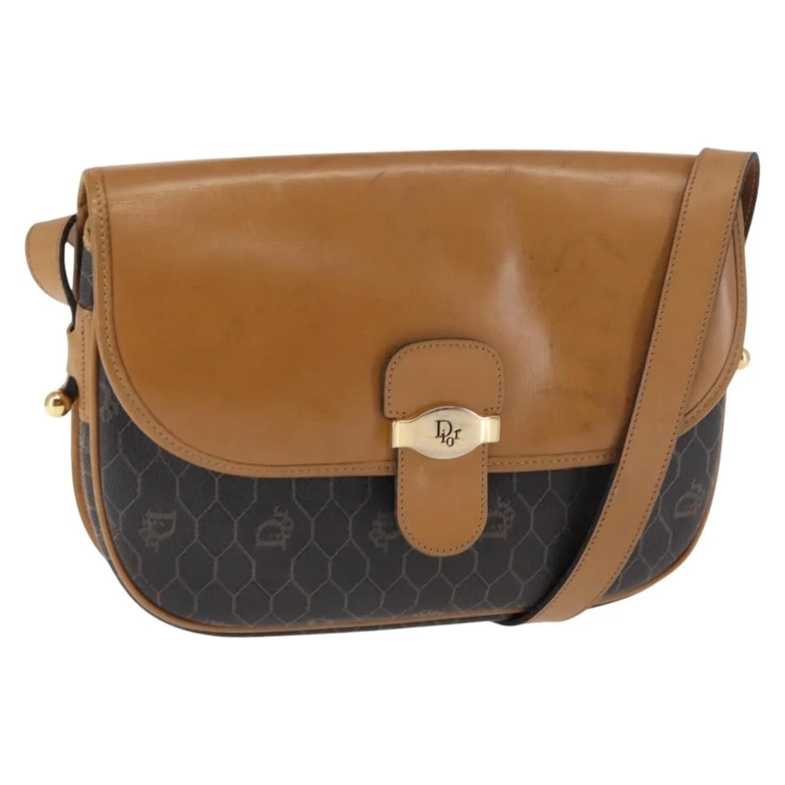 Brown Canvas Shoulder Bag Christian Dior Vintage Honeycomb: Brown Canvas Shoulder Bag Christian Dior Vintage Honeycomb This Christian Dior vintage Honeycomb shoulder bag features a brown canvas body with leather accents. Designed for women, this shoulder bag m