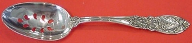 International Sterling Silver Richelieu Slotted Serving Spoon 9-Hole Custom: International Sterling Silver Richelieu Slotted Serving Spoon 9-Hole Custom This exquisite serving spoon is made of sterling silver and features the elegant Richelieu pattern by International. Custom 