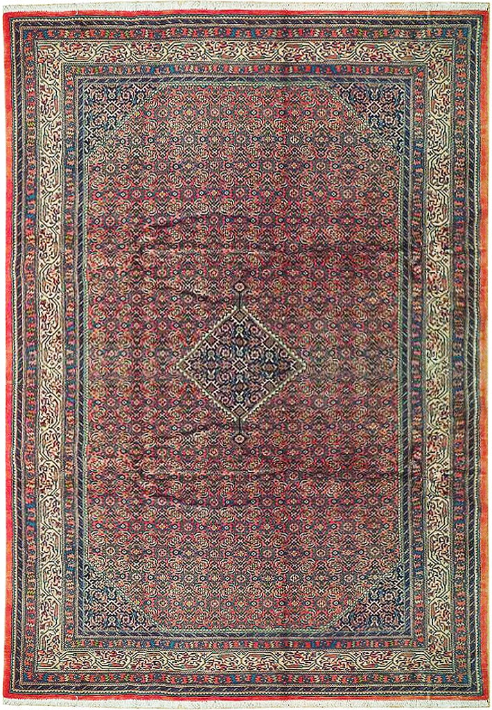 6'8 x 10' Coral Red Persian Kord Lilihan Bijar Handmade Rug (1 of 6)