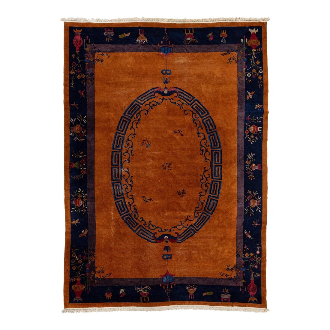 10x14 Chinese Art Deco Wool Rug Nichols Style in Mandarin Orange (1 of 6)