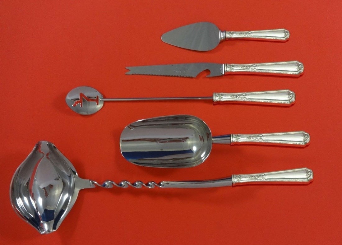 Towle Louis XIV Sterling Silver 5-Piece Cocktail Serving Set Custom Made: Towle Louis XIV Sterling Silver 5-Piece Cocktail Serving Set Custom Made Enhance your cocktail gatherings with this exquisite 5-piece cocktail party bar serving set by Towle, crafted from sterling sil