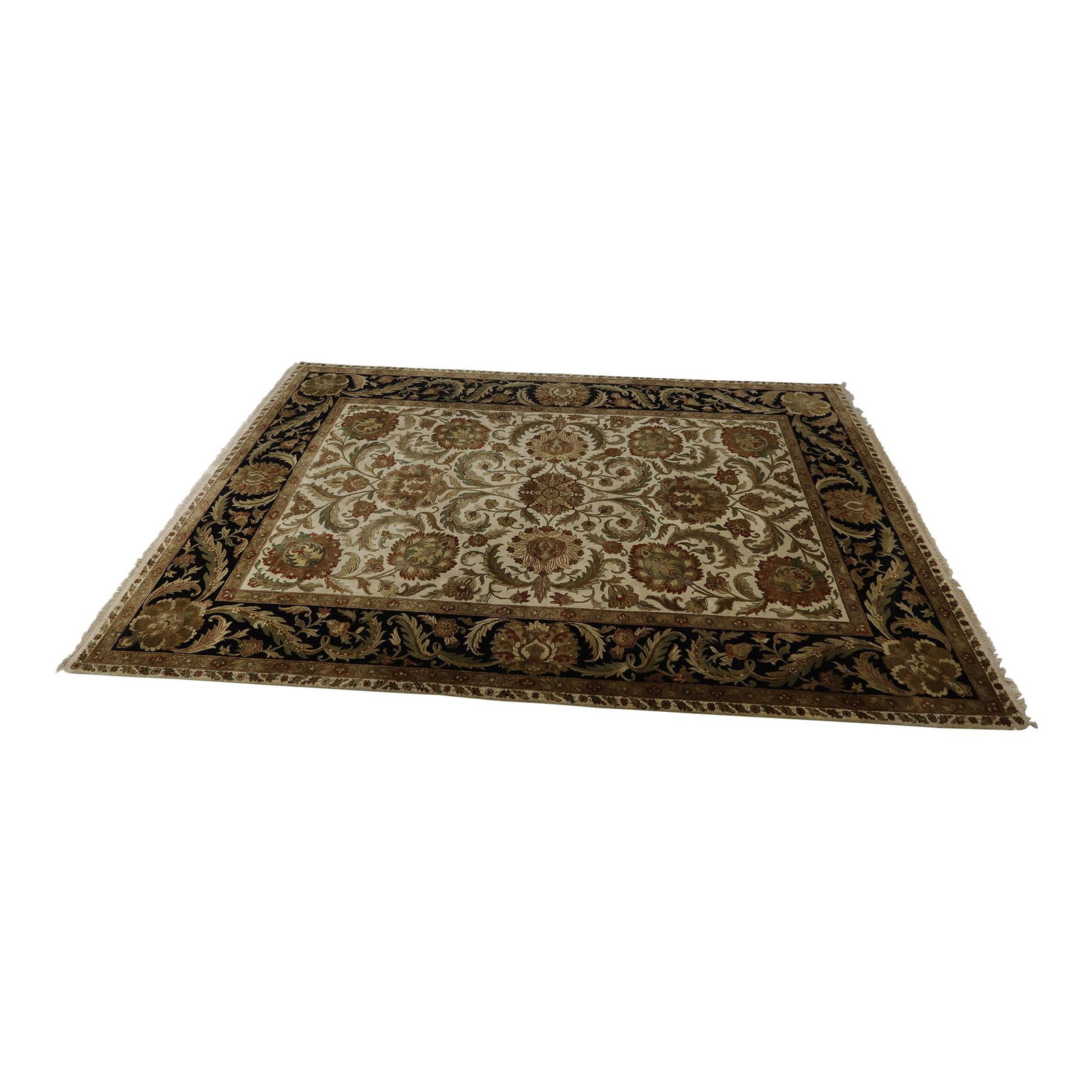 1980s 10x14 Wool Oriental Rug Crafted in India: 1980s 10x14 Wool Oriental Rug Crafted in India Transform your living space with this exquisite 1980s wool oriental room size rug, measuring approximately 10x14 feet. Crafted in India, this rug boasts 