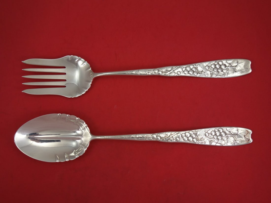 Whiting Berry Sterling Silver Salad Serving Set 12" Long Handles (1 of 8)
