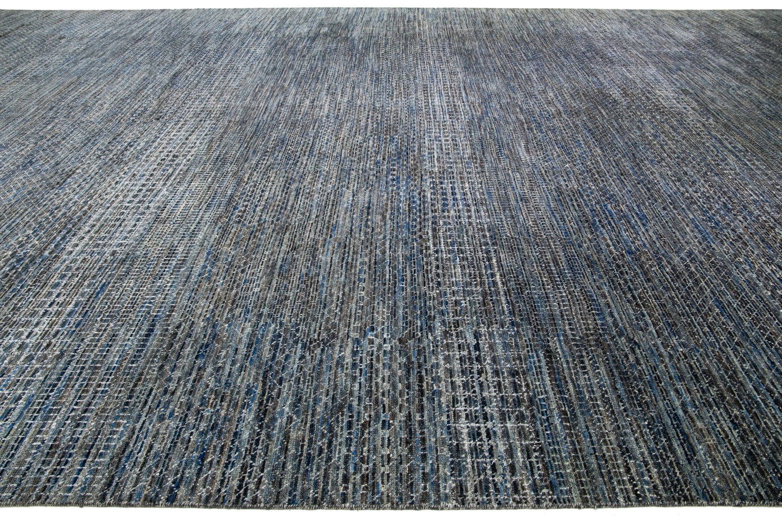 Handmade Wool Rug Gray Blue Geometric Design 16'3 x 24'10 - 7