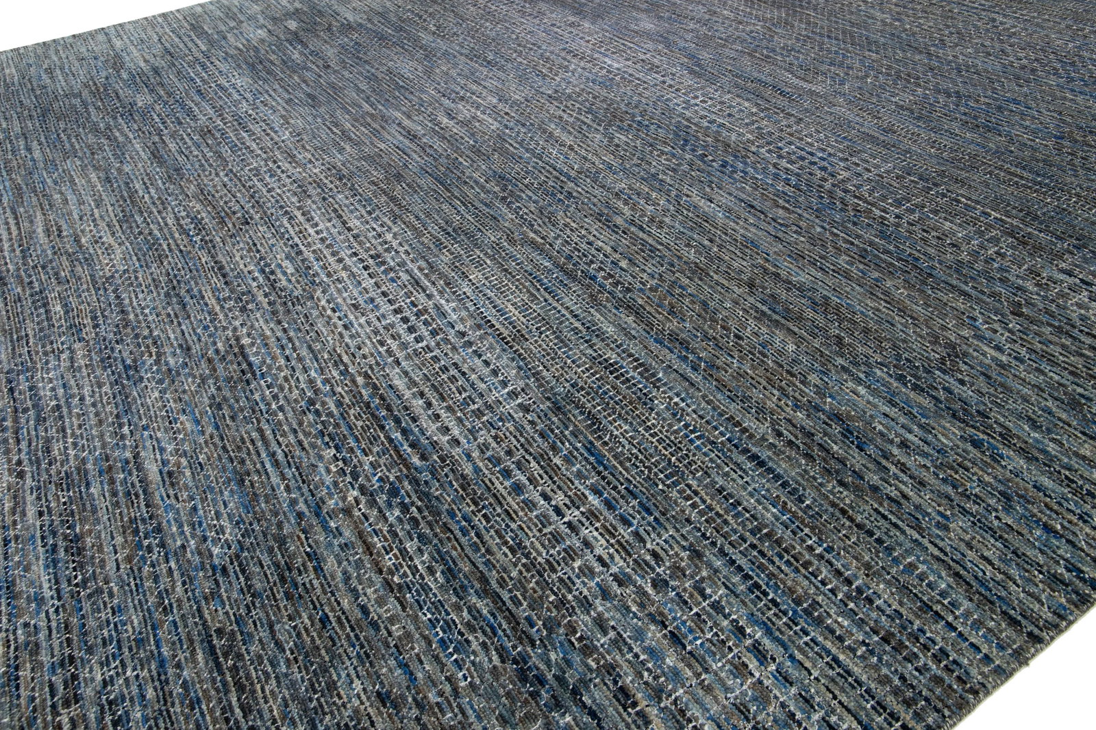 Handmade Wool Rug Gray Blue Geometric Design 16'3 x 24'10 - 8