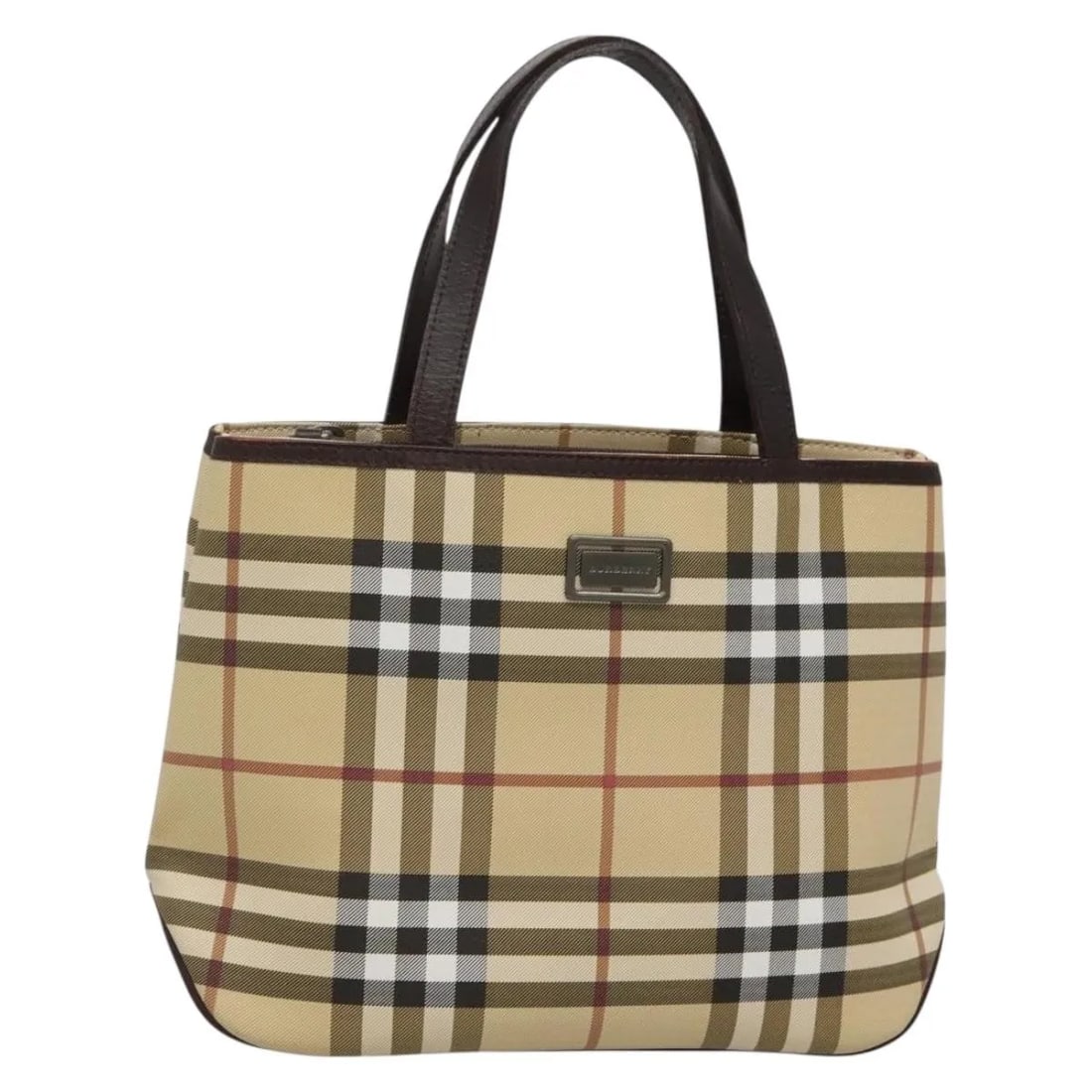 Nova Check canvas shoulder bag by Burberry beige 30cm x 20cm x 9cm: Nova Check canvas shoulder bag by Burberry beige 30cm x 20cm x 9cm This Burberry Nova Check handbag features the brand's signature check pattern in beige canvas. Designed for women, it offers a spacio