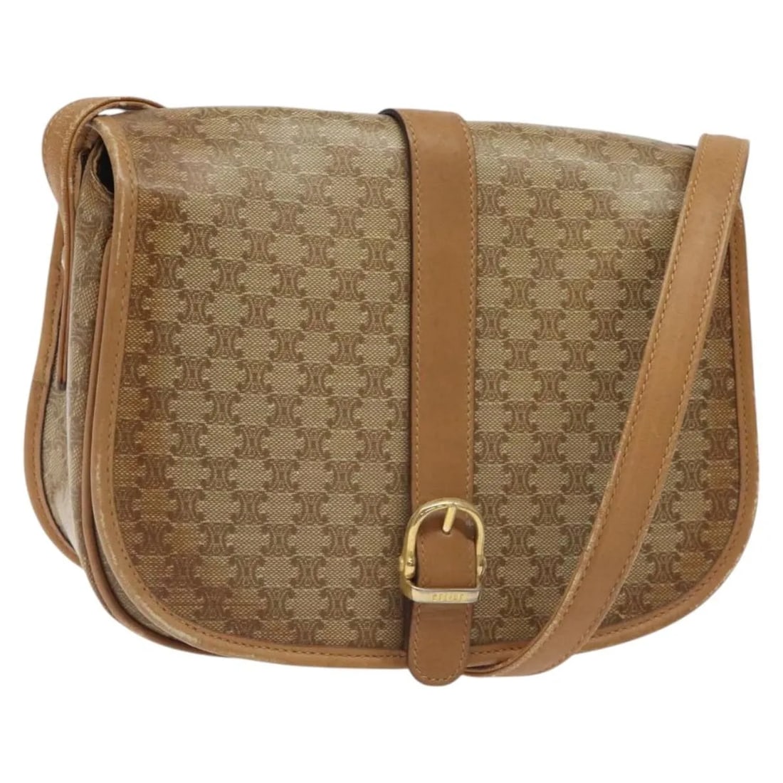 Celine Vintage Macadam Shoulder Bag Beige Canvas Leather Italy: Celine Vintage Macadam Shoulder Bag Beige Canvas Leather Italy This Celine Vintage Macadam shoulder bag features a beige canvas exterior with leather accents. Designed for women, it offers a classic l
