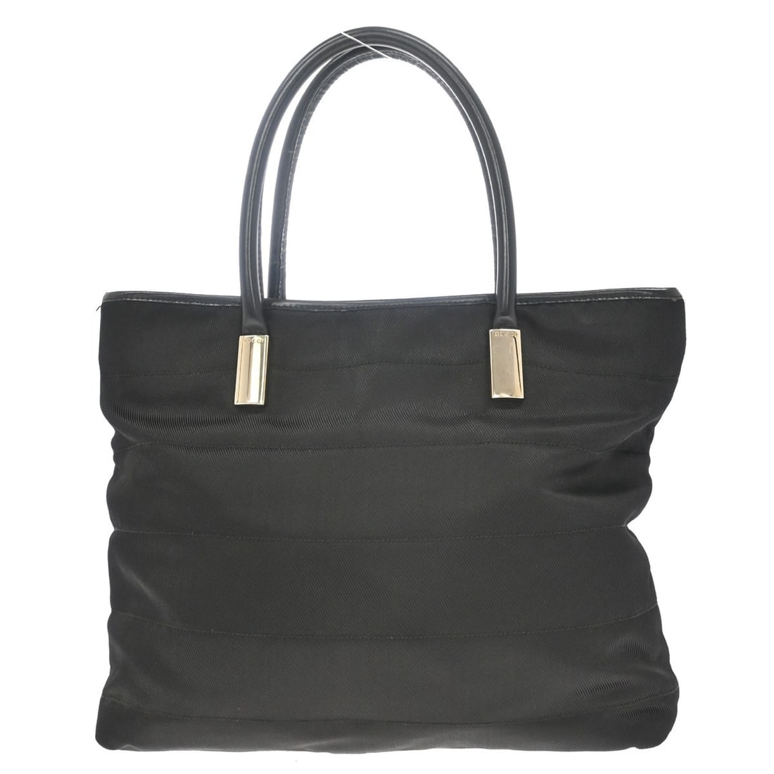 Vintage Gucci medium tote bag black nylon leather trim: Vintage Gucci medium tote bag black nylon leather trim Vintage Gucci tote handbag in black nylon with leather trim. This medium handbag features a structured everyday silhouette with one interior zipp