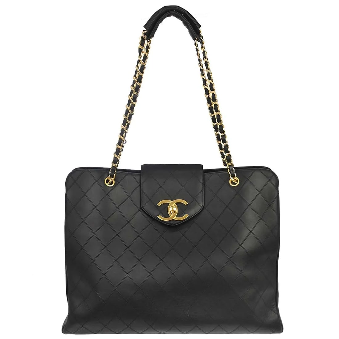 Chanel Vintage Supermodel Weekender Black Leather Travel Bag (1 of 16)