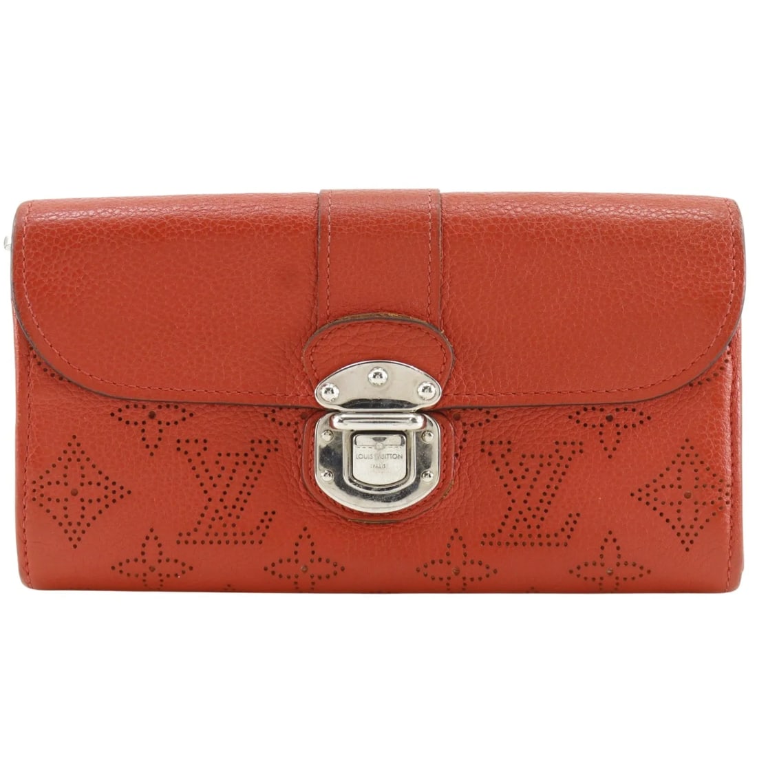 Louis Vuitton Iris Mahina Leather Red Wallet: Louis Vuitton Iris Mahina Leather Red Wallet This Louis Vuitton Iris Wallet is crafted from Mahina leather in red and designed for women. The wallet features a spacious interior with multiple compartm