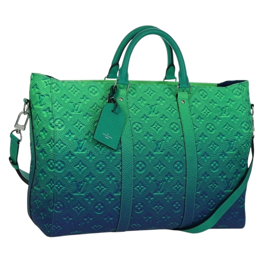 Louis Vuitton M59688 Keepall Boston Bag Green Monogram Canvas: Louis Vuitton M59688 Keepall Boston Bag Green Monogram Canvas Louis Vuitton Monogram Taurillon Illusion Keepall tote bag in green monogram canvas. This Boston bag is made in France and includes a dust