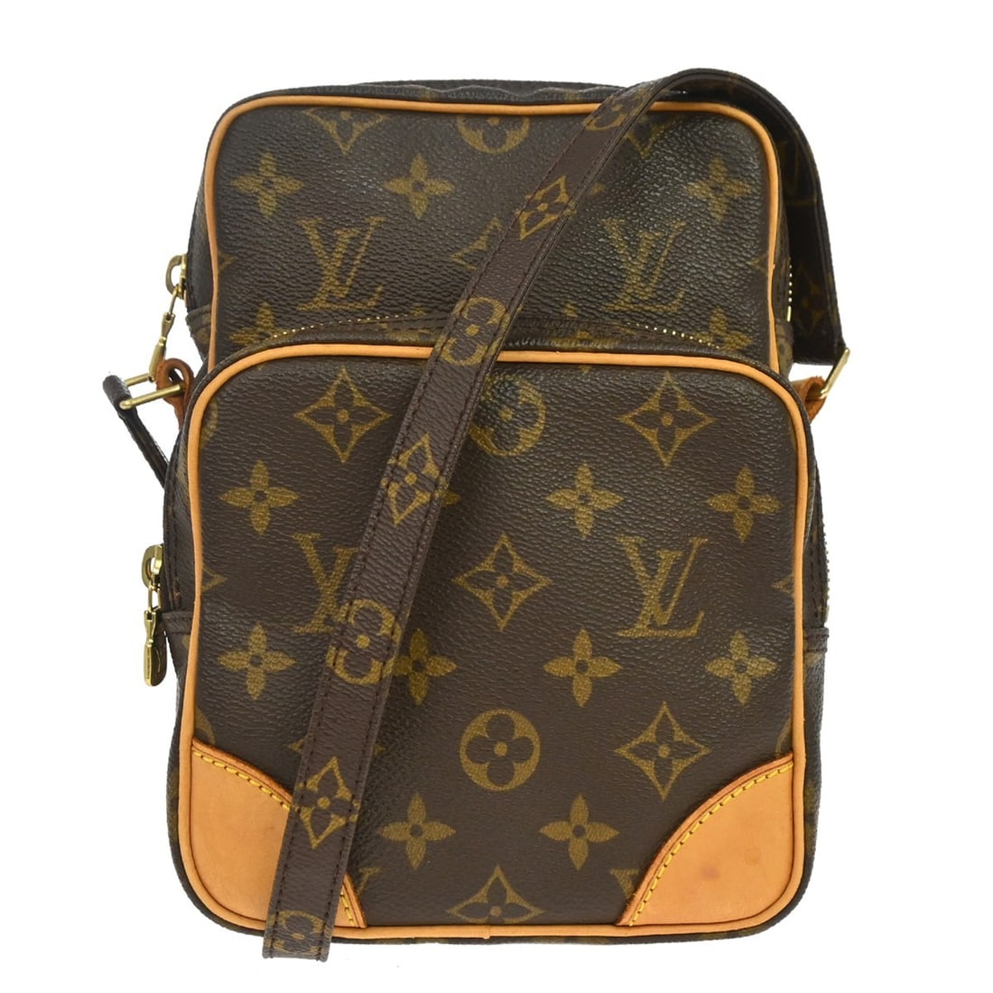 Louis Vuitton Amazone Monogram Crossbody Bag M45236 AR0031: Louis Vuitton Amazone Monogram Crossbody Bag M45236 AR0031 Vintage Louis Vuitton Amazon shoulder bag in brown Monogram canvas and leather with a zip closure and crossbody strap. This unisex bag featur