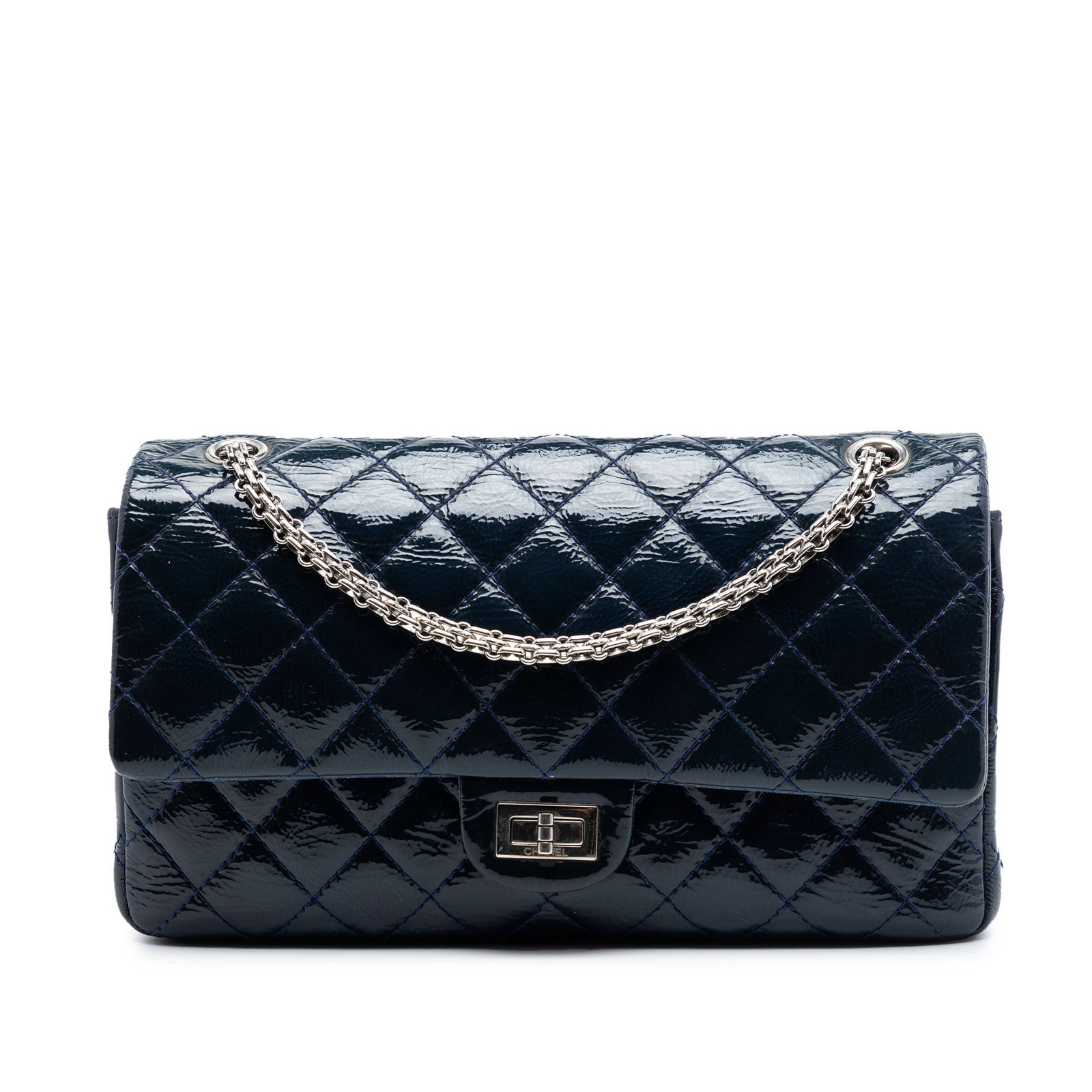 Chanel Reissue 2.55 226 Blue Quilted Patent Double Flap Bag (1 of 6)